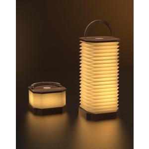 Bedside Table Lamp for Bedroom, Vertical Accordion Lamp with Handle, Warm Nightstand Light with Adjustable Height & Brightness, Study Reading Light for Living Room, College Dorm, Home, Office