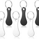 6 Pcs Quarter Keychain Metal Shopping Cart Trolley Tokens Trolley Key Ring Supermarket Keychain Token (Silver, Black)