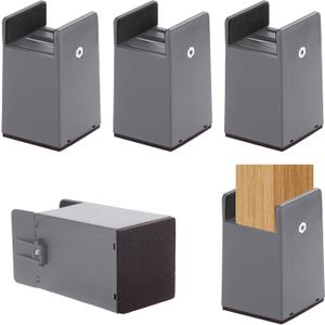 SEISSO Heavy Duty Bed Risers, Furniture Risers with Adjustable Screw Clamp, Bed Risers Elevation in Heights 4 Inch Support to 1000 Lbs Fit for Dorm Table, Desk, Couch, Chair Leg Extender(Gray, 4 Pack) (Grey)