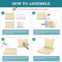 Outdoor Cushions for Patio Furniture, Waterproof Fade and Tear Resistant Deep Seat and Backrest Cushion Set for Chair Couch Swing, 22x22 Inch, Beige, 1 Set