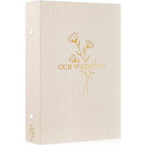 Lanpn Wedding Photo Album 4x6 300 Pocket Photos Slip in, Linen Cover Large Capacity Newlywed Marriage Album Hold 300 Horizontal Photos (Flower, Beige)