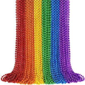 YAXINRUI 72 PCS Pride Beads Necklaces, LGBTQ Pride Beads Stuff Accessories Metallic Rainbow Bead Necklaces for Gay Lesbian Pride Month Parade Throws Rainbow Pride Party Favors in 6 Colors