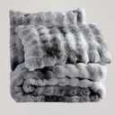 Wonderful 3 Pieces Fluffy Faux Rabbit Fur Bubble Comforter Set King Size, Tie-Dyeing Multiple Grey Plush Fuzzy Bedding Set, Warm Soft Bubble Comforter Bedding Set for Winter