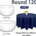 4 Pack 120 Inch Navy Blue Polyester Round Table Cloth Washable Fabric Table Covers for Wedding Dining Table Buffet Parties Banquet Decor