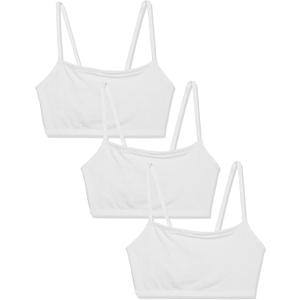 Fruit of The Loom Womens Spaghetti Strap Cotton Pull Over 3 Pack Sports Bra, White/White/White, 44