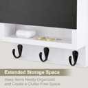 Key and Mail Holder for Wall, Key Holder with Chalkboard and Long Storage Box, Key Hanger with 3 Sturdy Hooks for Coat, Dog Leash, Entryway Mail Organizer (White)