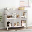 IOTXY Open Cube Low Bookcase - 2-Tier Freestanding Storage Display Cabinet Organizer with Legs for Home Office, 6-Cubes Open Shelf Short Bookshelf, White