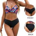 SEAFORM Women Swimsuit Bikini Bottoms String Adjustable Side Tie Bikini Bottoms 2 Pack High and Low Bikini Bottom for Women (Black)