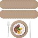 48 Pcs Round Burlap Placemats Bulk, 12 Inch Rustic Farmhouse Burlap Placemats Round Heat Resistant Jute Placemat for Kitchen, Dining, Tables, Wedding, Party