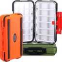 3 Pack Waterproof Fishing Tackle Box, Double-Sided with 19 Adjustable Dividers, Leakproof Bait Storage Case for Trout Ultralight Fishing & Travel (Green, Orange, Black)