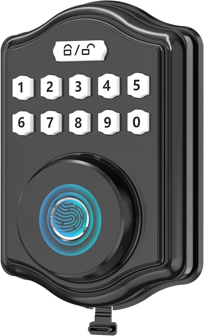 52HZ Fingerprint Door Lock, Keyless Entry Door Lock with Code, Voice Guidance Electronic Keypad Deadbolt Smart Locks for Front Door, Anti-Peeping Password, Auto Lock, Easy to Install, Black