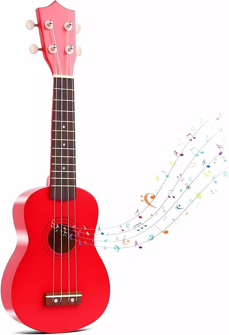 21 Inch Wooden Kids Toddler Child Children Acoustic Guitar Musical Instruments Ideal for 3-9 Year Old Boys Girls Gifts (Red), mini