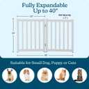 Freestanding Dog Gate - 2-Panel Foldable Indoor Pet Fence - 40x24-Inch Wood Dog Gate for Stairs, Hallways, or Doorways by PETMAKER (White)