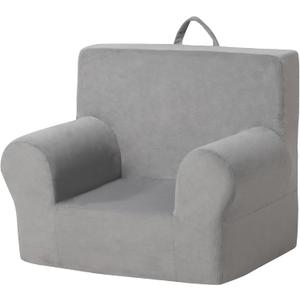 Getifun Toddler Sofa Couch, Comfy Velvet Toddler Foam Sofa Chair, Soft Baby Foldable Armchair for Boys and Girls (Gray) (Grey)