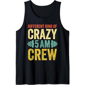 Workout Squad 5AM Crew Funny Gym Quote Vintage Retro Tank Top, Size XL
