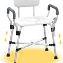Extra Wide Shower Chair for Inside Shower with Arms and Back, 500 lbs Heavy Duty Shower Seat for Bathtub, Height Adjustable Safety Crossbar Bath Seat for Elderly, Adults, Handicap & Disabled