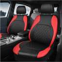 Leather Car Seat Covers, Luxury Breathable Front Seat Cushion with Headrest Cover, All Season Waterproof Front Seats Protectors for Most Cars Trucks SUVs, Car Accessories (Red)