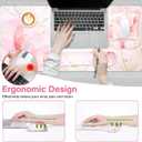 MOSISO Desk Mat Keyboard Mouse Pad Set, Large Gaming Mouse Pad&Keyboard Wrist Rest&Mousepad with Wrist Rest&Coaster, Ergonomic Non-Slip Home Office Mousepad with Memory Foam, Pink