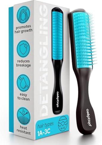 Aséptiqo Brush - Premium Detangling Hair Brush, Compact & Easy to Clean Multi Purpose HairBrush for Women, Men, Kids - Ideal for Straight to Wavy Hair, Wet or Dry, Heat Resistant Hair Brush