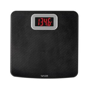 Taylor Digital Bathroom Scale, Body Weight Scale 400 LB Capacity, Carbon Fiber Anti-Slip Mat, 11.8 x 11.8 Inch Platform, Black