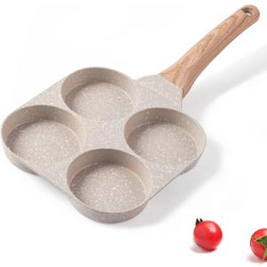 Four-Cup Fried Egg Pan, Medical Stone Non-Stick Frying Pan for Breakfast,Divided Egg Omelet Pans Suitable for Gas Stove and Induction Cooker (3-inch eggs)