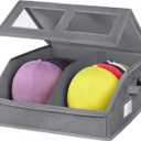 Hat Storage for Baseball Caps-Holds Up to 24 Caps, Hat Organizer for Closet Stackable Hat Box with Cardboard, Dustproof Baseball Cap Organizer with 2 Handles for Home Travel (Grey, 1 Pack)