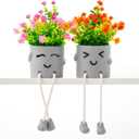 2 Packs Cute Fake Plants, Kawaii Artificial Potted Plants for Table Desk Home Bedroom Bathroom Office Shelf Office Wall Room Farmhouse Decor Artificial Plants B2 (Yin-pan-b2)