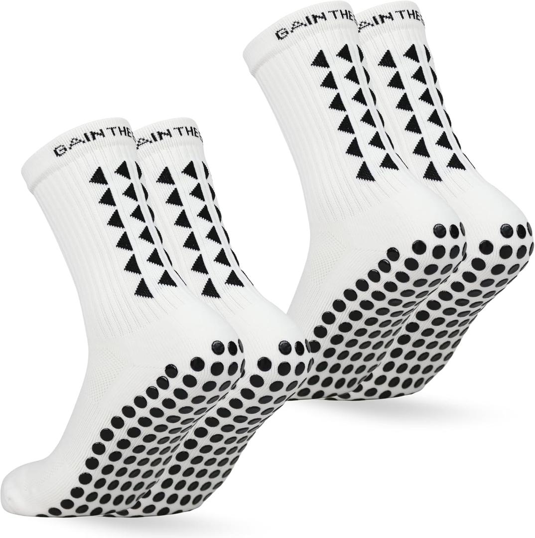 Gain The Edge Soccer Grip Socks - Set - White (Medium)