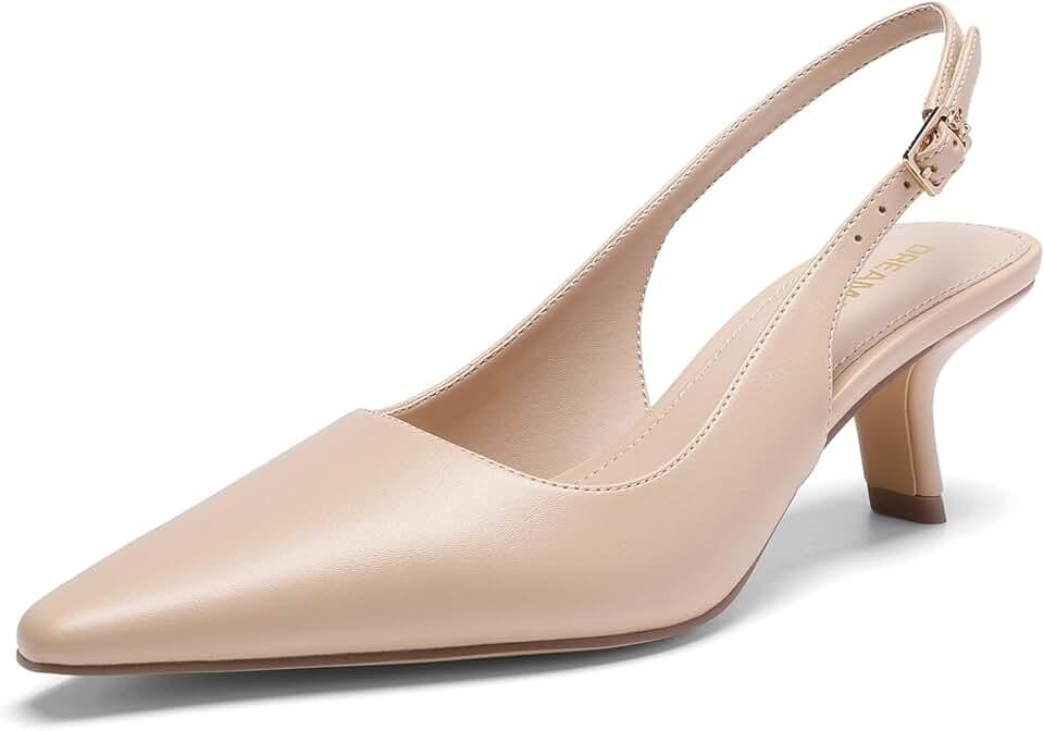 DREAM PAIRS Women's Slingback Kitten Heels - 2.36 Inch Low Heel Pointed Toe Pumps, Comfortable Closed Toe Dress Shoes for Office Work, Classic Holiday Heels,9.5