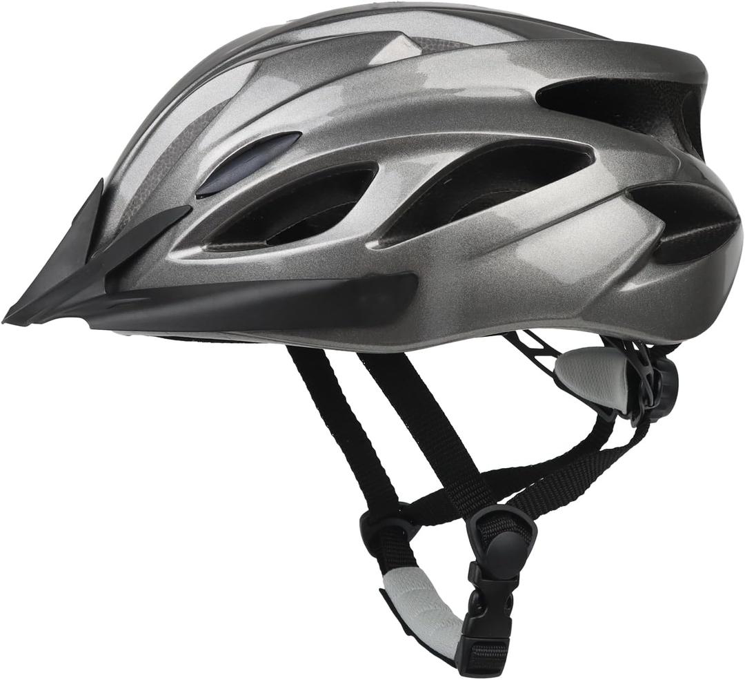 Adult Cycling Bike Helmet, Lightweight and Adjustable with Pads&Visor for Men and Women,Premium Quality Airflow Unisex Bicycle Helmet,Suggested Fit 58-61 cm (Titanium)
