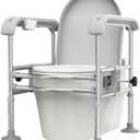 Toilet Safety Rail for Seniors with Sensor Light - Heavy Duty 300 Lbs, Universal Fit, Non-Slip Standing Aid, Included Storage Bag (Grey) (Gray)