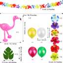 Ruisita Inflatable Luau Party Set 2 Pack Palm Trees 4 Pack Inflatable Watermelon 12 Pack Hawaiian Flowers 12 Pack Monstera Leaves 20 Pack Balloons Wingless Parrot Flamingo Banana for Party Supply, Medium