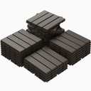 Goovilla Plastic Interlocking Deck Tiles, 27 Pack Balcony Flooring, 12"x12" Waterproof Outdoor Flooring All Weather Use, Patio Floor Decking Tiles for Porch Poolside Backyard Concrete, Dark Coffee