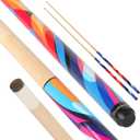 Kids Short Pool Cue Set of 2, Canadian Maple Wood, 4 Sizes (36/42/48/52 Inch) with UV-Printed Fun Designs and Leather Tip