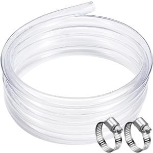 DAVCO 3/4" ID - 100 ft Clear Vinyl Tubing, Low Pressure Flexible PVC Tube, Heavy Duty UV Chemical Resistant Lightweight Plastic Vinyl Hose, BPA Free and Non Toxic, with 2 Stainless Clamps