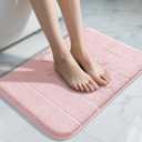 Yimobra Pink Bath Mat 24x17 Inch, Super Soft Absorbent Memory Foam Bathroom Rug Non Slip, Quick Dry, Machine Washable Floor Carpet for Tub Shower, Home Decor Accessories