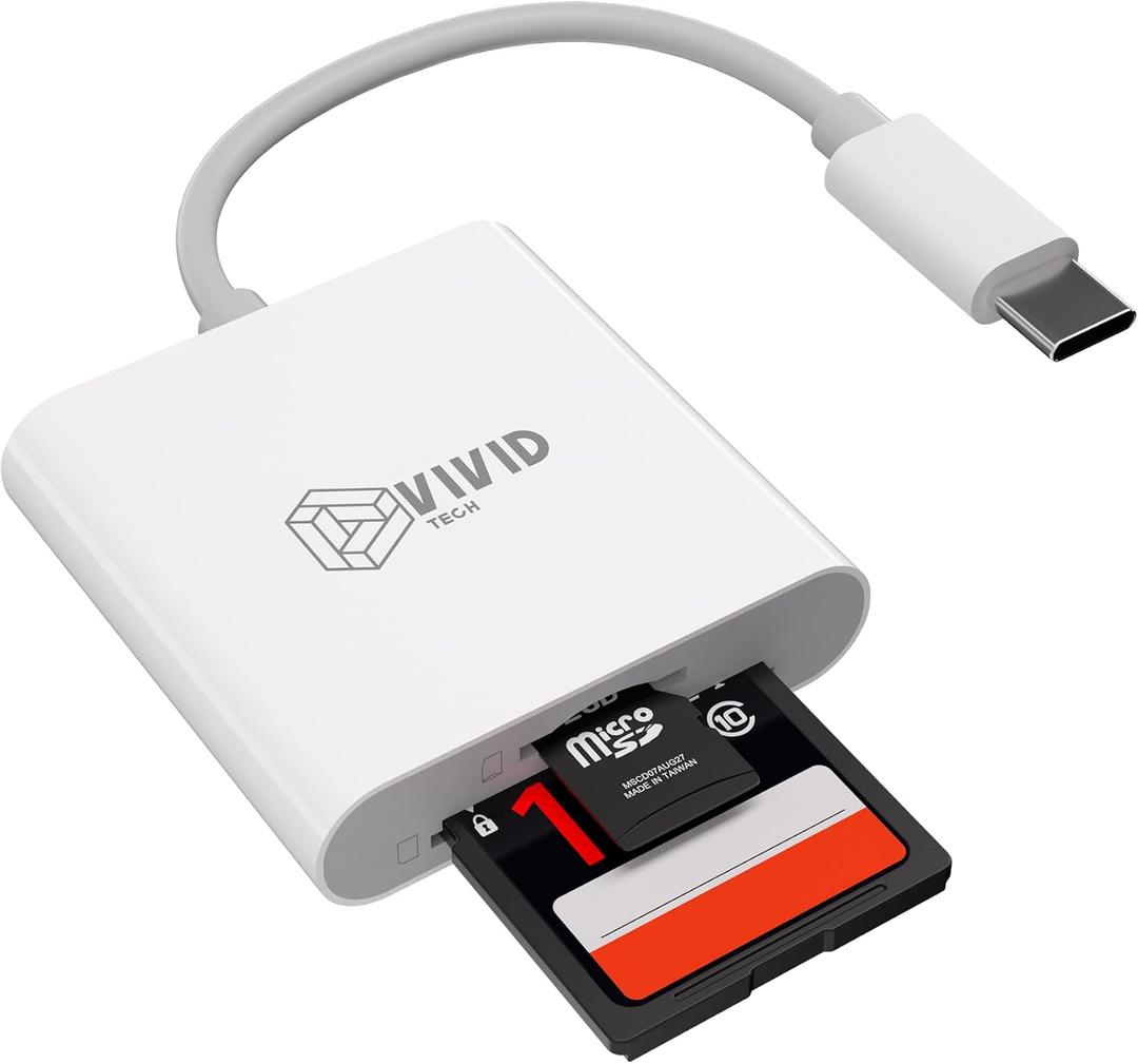 SD Card Reader, SD Card Reader for iPhone 17/16/15 Pro Max/iPad/MacBook, USB C SD Cards Reader for Camera Viewer, Support SD, Micro SD & TF Card, Plug and Play, No App Driver Required