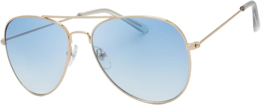 The Fresh Classic Metal Frame Mirror Lens Aviator Sunglasses with Gift Box (28-gold)