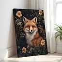 Red Fox Art Print Canvas Wrapped Painting, William Morris Style Retro Mid Century Botanical Victorian Dark Academia Gothic Decor Gallery 10b (Red Fox, 20"L x 16"W CANVAS, Wrapped Canvas)
