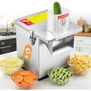 Newhai 4 in 1 Commercial Vegetable Processor Multifunctional Automatic Vegetable Slicer Dicer & Shredder Wavy Potato Cutter Machine 330lb/h Stainless Steel Vegetable Fruit Cutter 200W 110volt