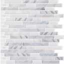 LONGKING 10-Sheet Self-Adhesive Peel and Stick Backsplash for Kitchen, Vinyl Decorative Tiles (Light Gray)