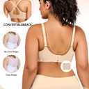 HORISUN Wireless T Shirt Bra Seamless Push Up Bralette Full Coverage V Neck Comfortable Bras for Women (3X-Large, New Nude)
