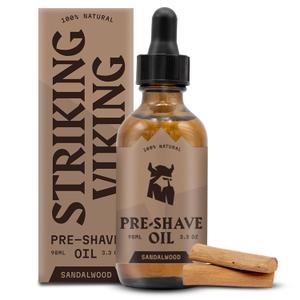 Striking Viking Pre-Shave Oil for Men (Sandalwood, 3.3 Oz)  Smooth & Protective Shaving Oil for Safety Razor & Face (3.3 Fl Oz (Pack of 1))