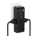 Surge Protector Outlet Extender with Rotating Plug, One Beat 6 AC Multi Plug Outlet with 3 USB Ports (1 USB C), 1800 Joules, 3-Sided Swivel Power Strip, Spaced Outlet Splitter for Dorm, Office, Black