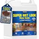 Super Wet Look Stone Sealer-1 Gallon, Durable & Long-Lasting Protection with High Gloss Finsh, Stain Proof, Against Water Damage & Dissolved Salts Natural Stone Sealer for Slate, Sandstone, Driveways