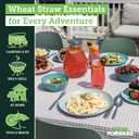 Grow Forward 24-piece Premium Wheat Straw Dinnerware Sets for 8 - Unbreakable Dishwasher & Microwave Safe Plastic Plates and Bowls Sets - Patio, Outdoors, RV, Camping Dishes - Seascape