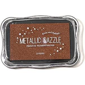 Metallic Ink Pads for Rubber Stamps, Washable Stamp Ink Pad, Ink Pads for Stamping, Embossing Craft Ink Pad Stamps Partner DIY Color for Wedding Card Making Scrapbook Wood Paper, Copper