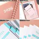 2 x 2026 Monthly Planner - Monthly Planner 2026, Jan. 2026 - Dec. 2026, 9" x 11", 12-Month Planner, Tabs & Pocket, Twin-Wire Binding - Rosy Pink
