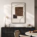 3D Textured Framed Neutral Abstract Wall Art, Modern Beige and Brown Block and Rope Paintings Artwork for Walls, Minimalist Pictures for Living Room Dining Room Bedroom Entryway Wall Decor 24x36 In