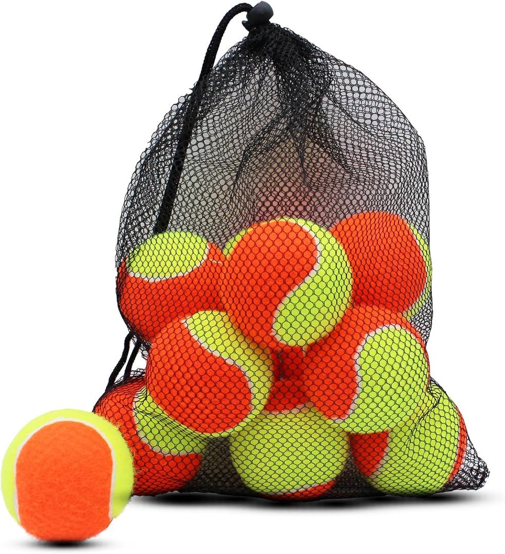 Magicorange Tennis Balls, 20 Pack Low Compression Stage Tennis Ball for Beginners Youth Kids Training Practicing with Mesh Bag for Easy Transport, Orange